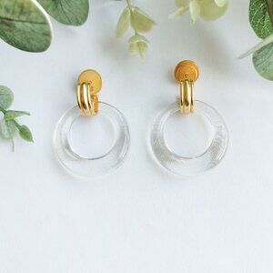 Julie Vos Madison Gold Clear Doorknocker Earrings
